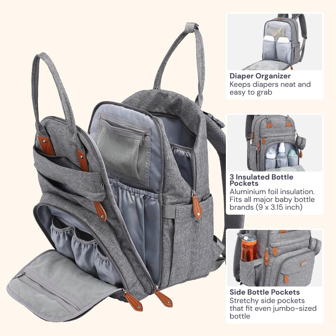 🍼🎒 Baby Changing Backpack – Light Grey 🎒🍼