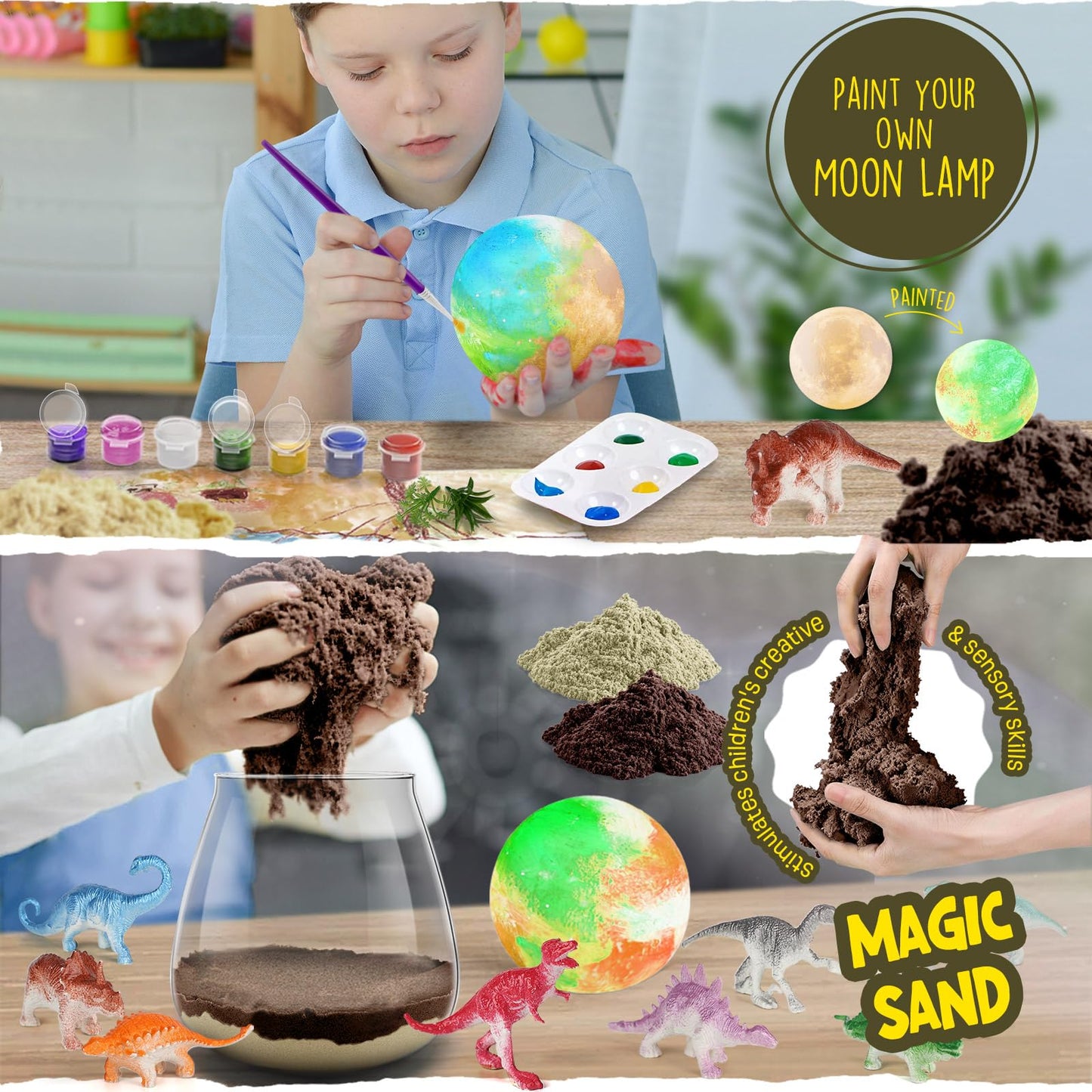 🦖🌙 Dinosaur Terrarium Craft Kit with DIY Moon Lamp 🌙🦖