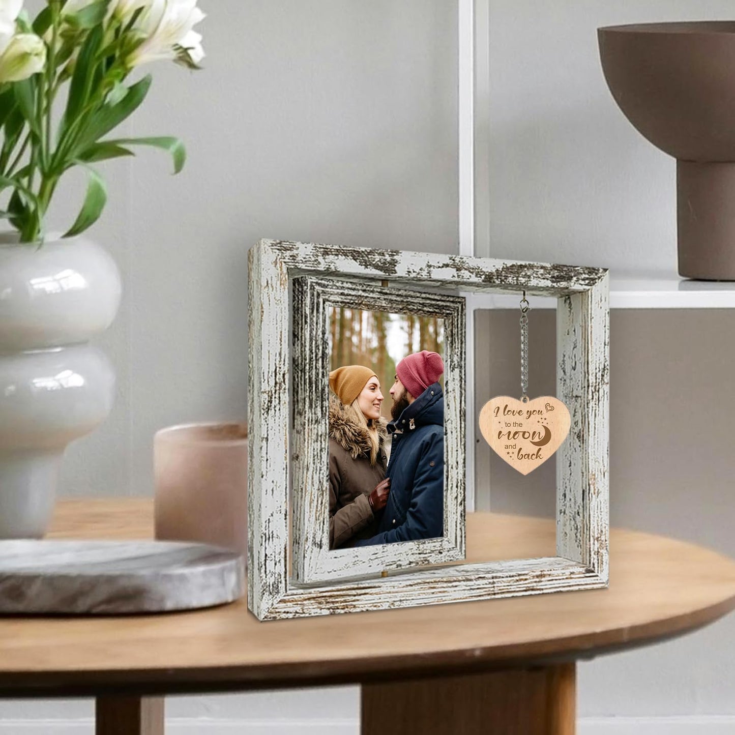 Rotating Double-Sided Photo Frame "I Love You to the Moon and Back"
