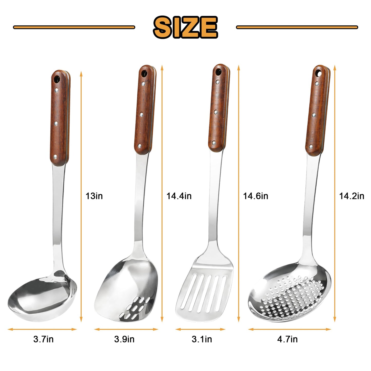 🍳✨ 4pc Heat-Resistant Wok Spatula Set With Wooden Handles ✨🍳