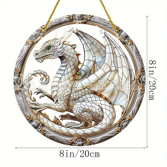 🐉🤍 20*20 White Dragon 2D Acrylic Suncatcher 🤍🐉