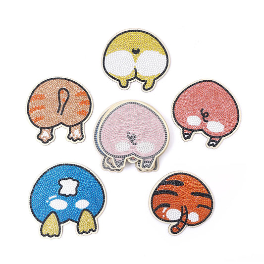 🍑  5pc Cute Animal Bums Diamond Painting Coaster Set - AA1134 (No Stand) 🍑
