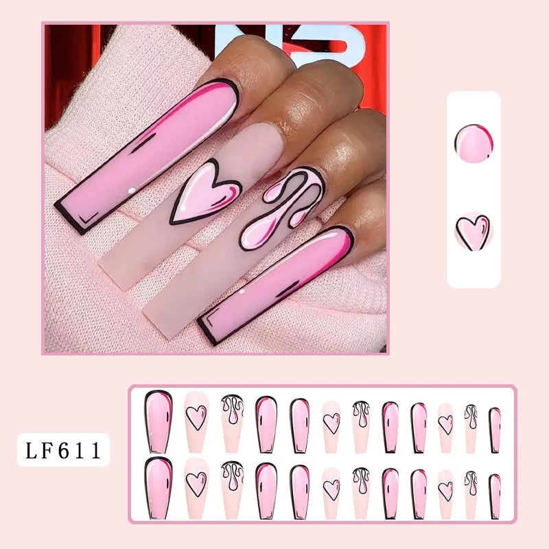 Lf611 Peach Heart Nail Tip|Jelly Glue Style