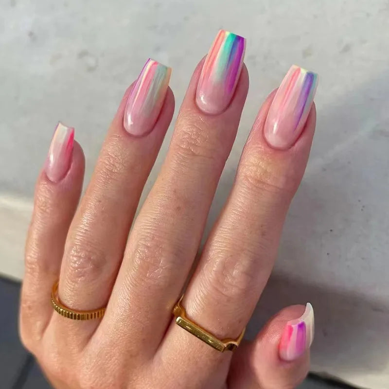 Lf651 Aurora Gradient Nail Tip|Jelly Glue Style