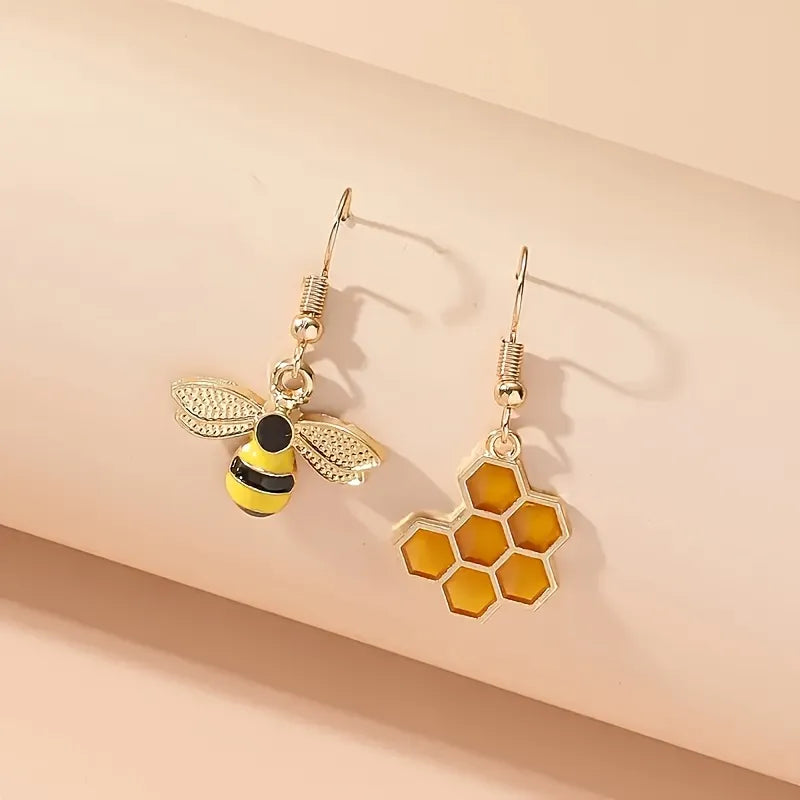 Honeycomb Bee Earrings