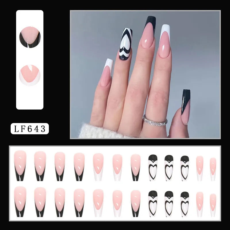 Lf643 Peach Heart French Nail Tip|Jelly Glue Style