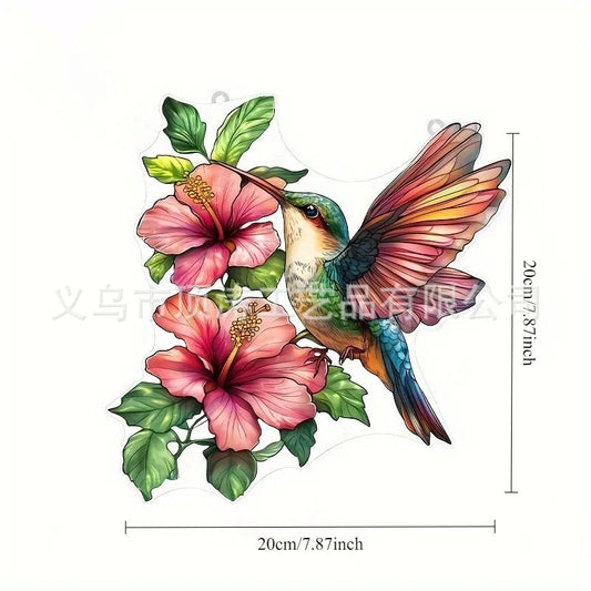 🌸 20*20 Hummingbird & Flowers 2D Acrylic Suncatcher 🌸
