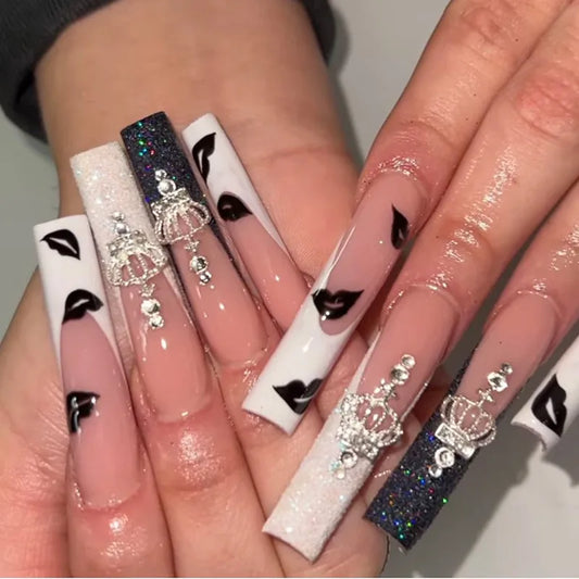 Lf348 Crown Lips Nail Tip|Jelly Glue Model Polish Bar
