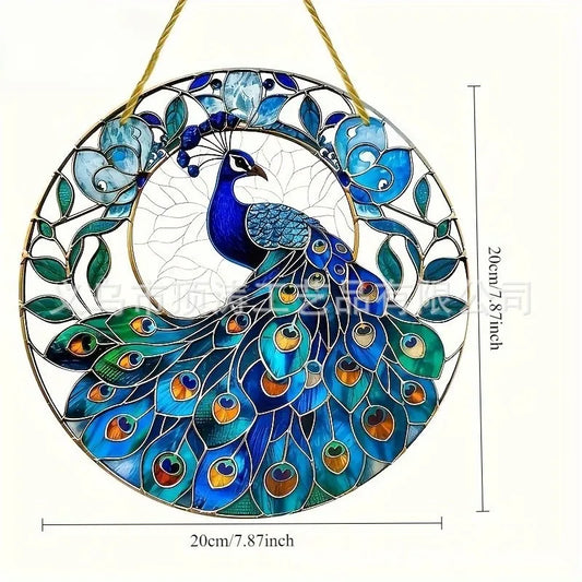 🦚 20*20 Blue Peacock 2D Acrylic Suncatcher 🦚