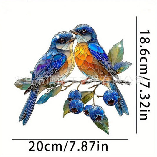 💙 20*20 Birds & Blueberries 2D Acrylic Suncatcher 💙