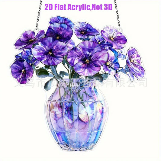 💜 Purple Flowers 2D Acrylic Suncatcher 💜