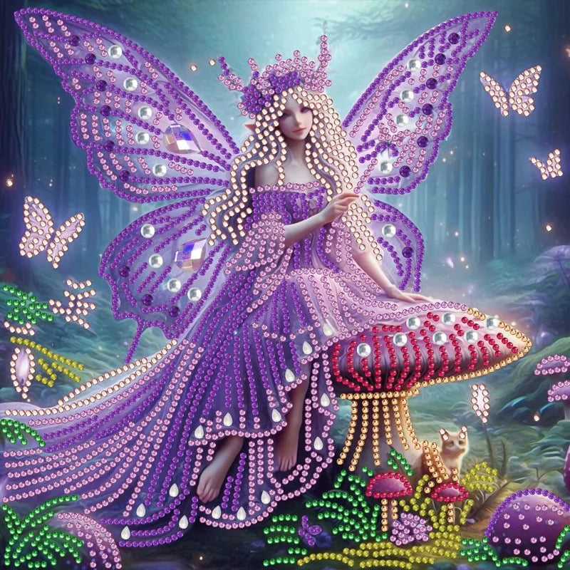 🧚💜 30*30 Purple Fairy on a Mushroom Diamond Painting Kit - AB264 💜🧚