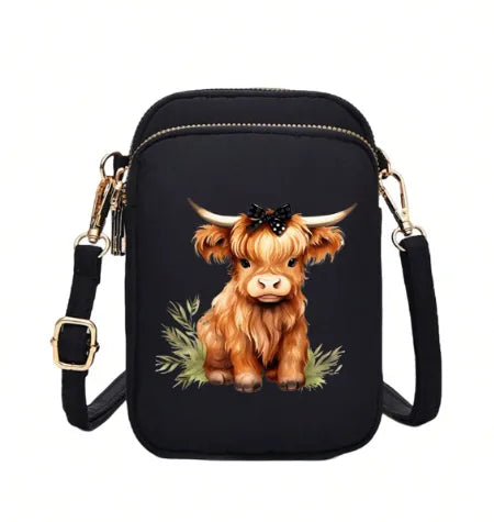 🐮🖤 Highland Cow Bag Black Bow 🖤🐮