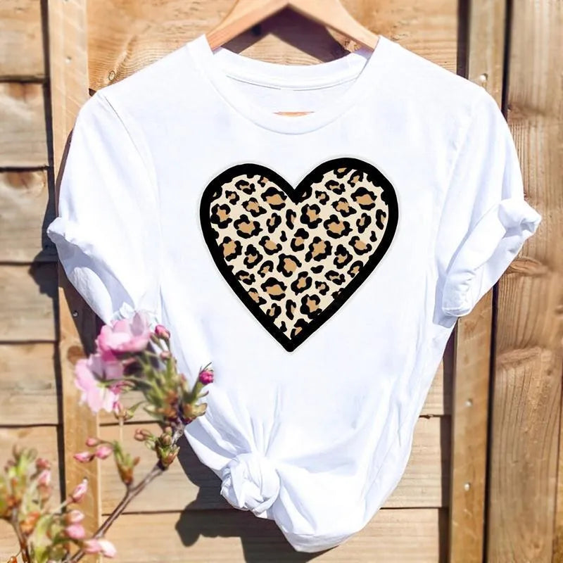 Leopard Print Heart T-Shirt