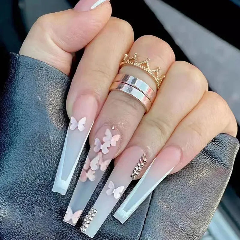 Lf352 Butterfly Nail Tip|Jelly Glue Model Polish Bar