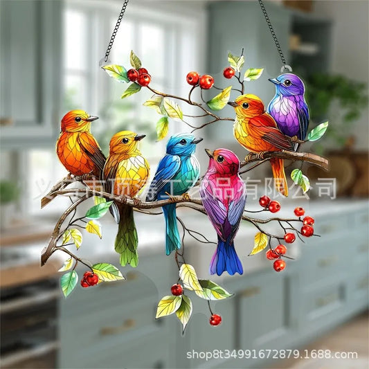 🐦🌈 20*20 Multicoloured Birds 2D Acrylic Suncatcher 🌈🐦