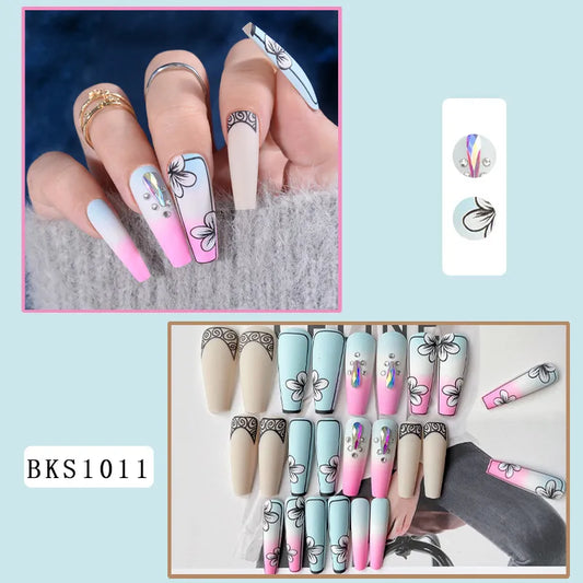 Bks1011 Diamond Flower Nail Tip|Jelly Glue