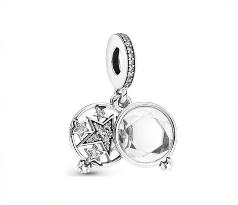 ⭐🔍 Silver Star Looking Glass Charm ⭐🔍