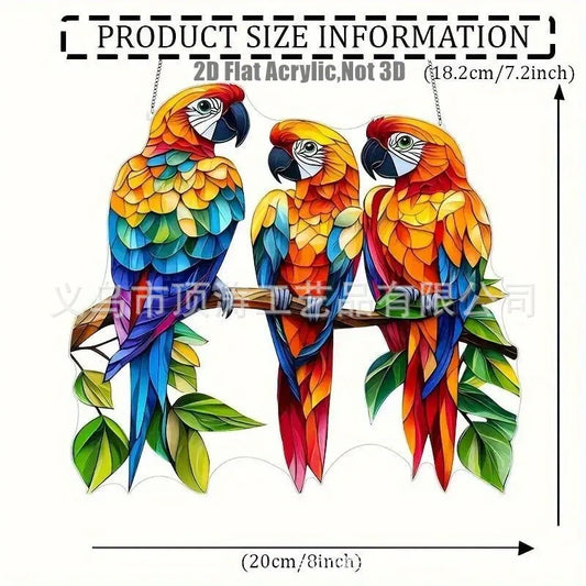 🦜 20*20 Parrots 2D Acrylic Suncatcher 🦜