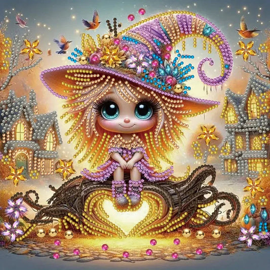 💜 30*30 Cute Witch Diamond Painting Kit - AB229 💜