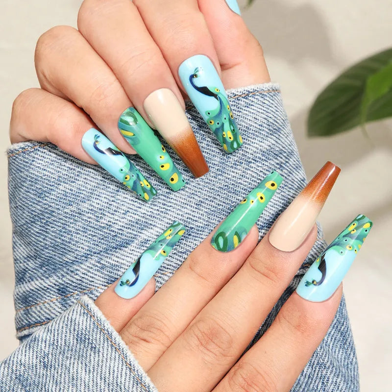 Bks1123 Peacock Gradient Nail Tip|Jelly Glue