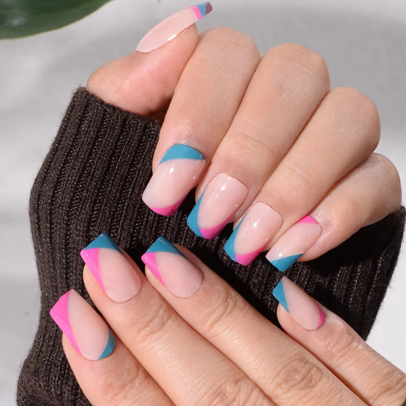 Bks1223 Short Square Head French Nail Tip [Jelly Glue]]