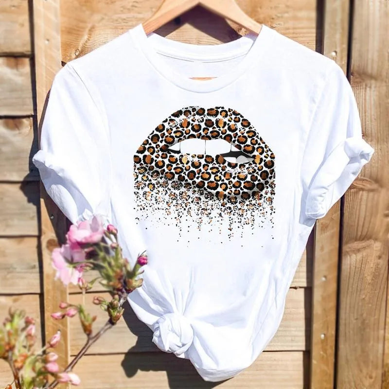 Leopard Print Lips T-Shirt