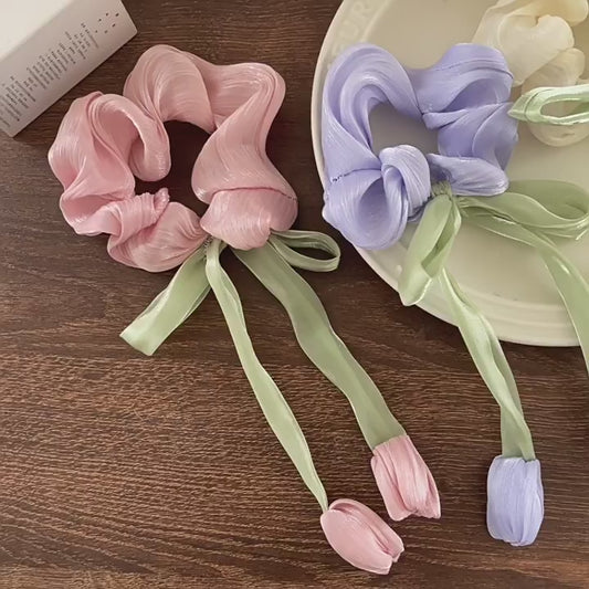 🌸🎀 3pc Tulip Scrunchie Set 🎀🌸
