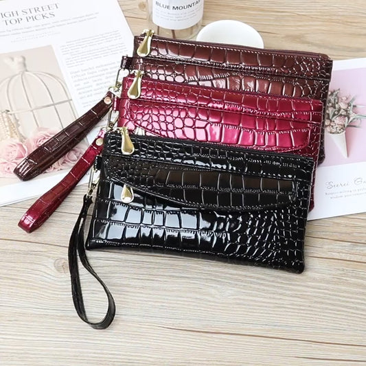 🐍👜 Elegant Women's Snake Skin Effect PU Leather Clutch Bag 👜🐍
