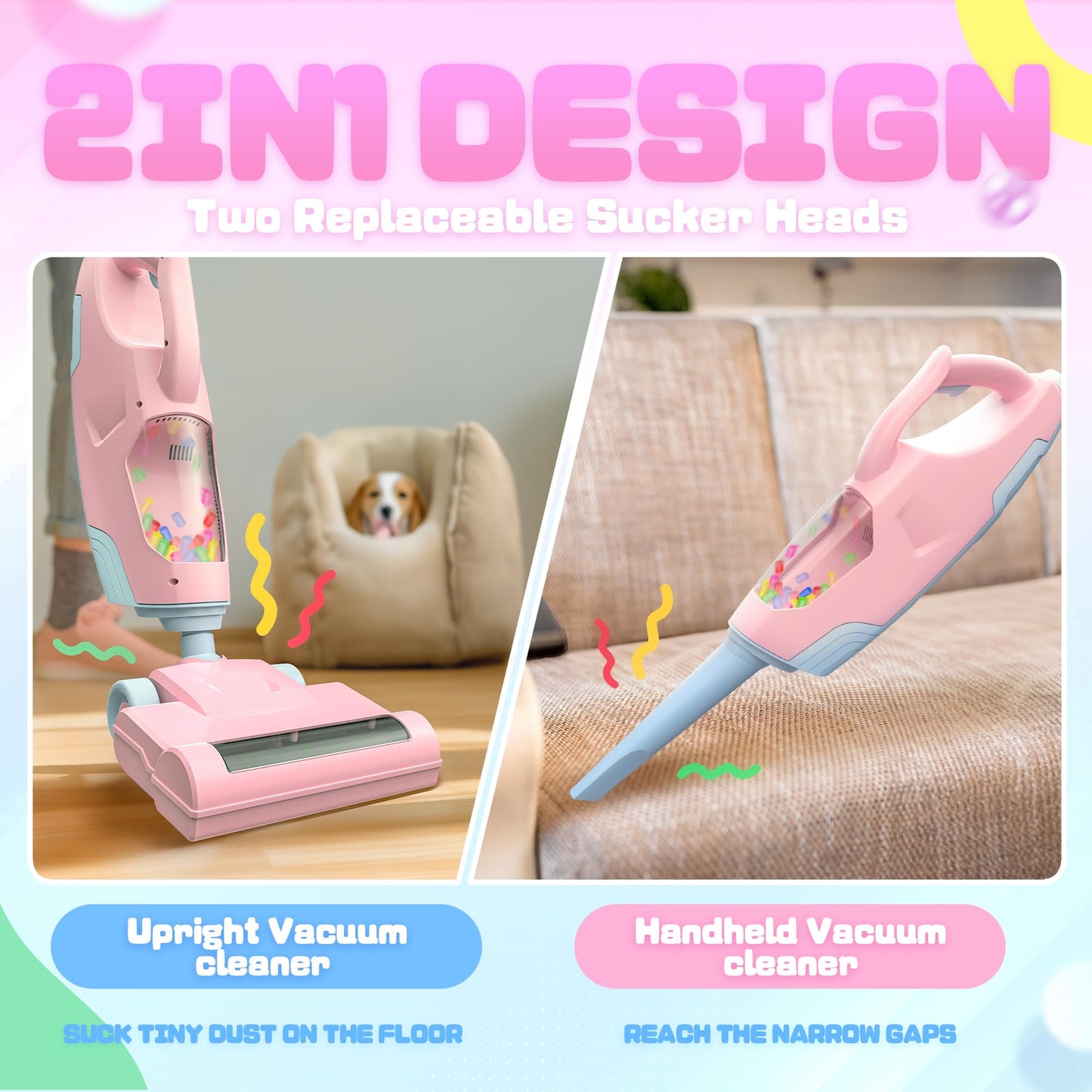 Kids Cordless Vacuum Toy with Lights, Sounds & Ball Popping Action