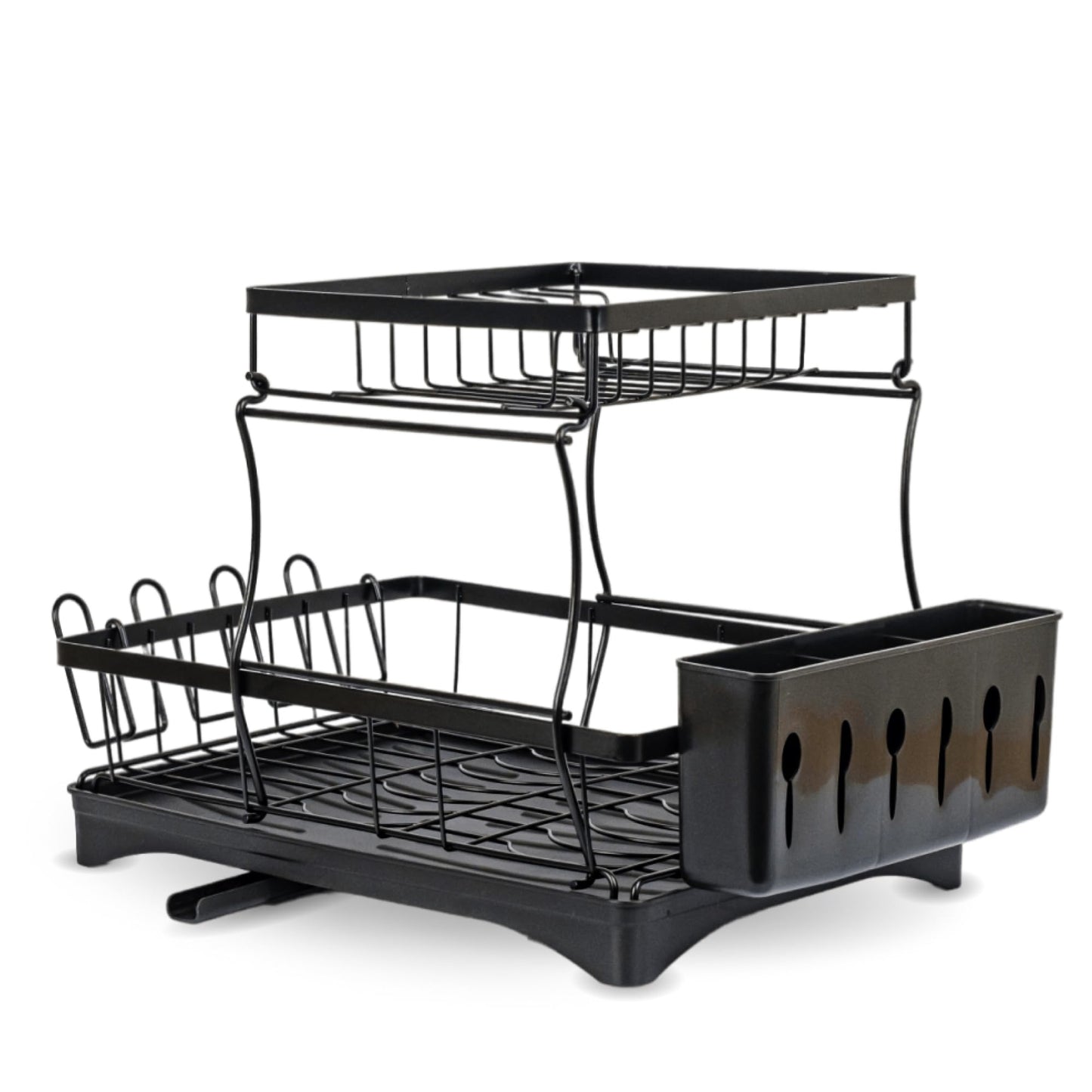 2-Tier Dish Drying Rack with Drip Tray & Utensil Holder