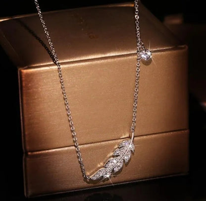 ✨ Bohemian Sterling Silver 925 Crystal Angel Feather Wing Pendant ✨
