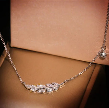 ✨ Bohemian Sterling Silver 925 Crystal Angel Feather Wing Pendant ✨