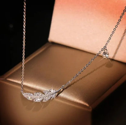 ✨ Bohemian Sterling Silver 925 Crystal Angel Feather Wing Pendant ✨