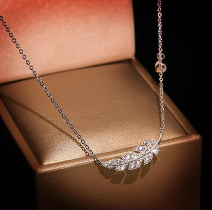 ✨ Bohemian Sterling Silver 925 Crystal Angel Feather Wing Pendant ✨