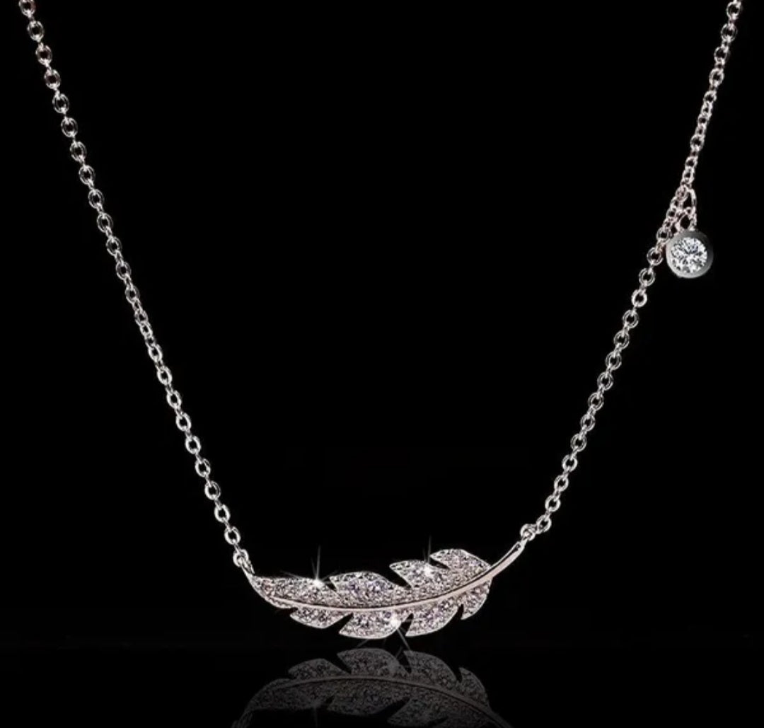 ✨ Bohemian Sterling Silver 925 Crystal Angel Feather Wing Pendant ✨