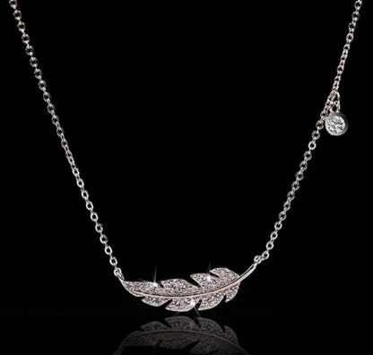 ✨ Bohemian Sterling Silver 925 Crystal Angel Feather Wing Pendant ✨