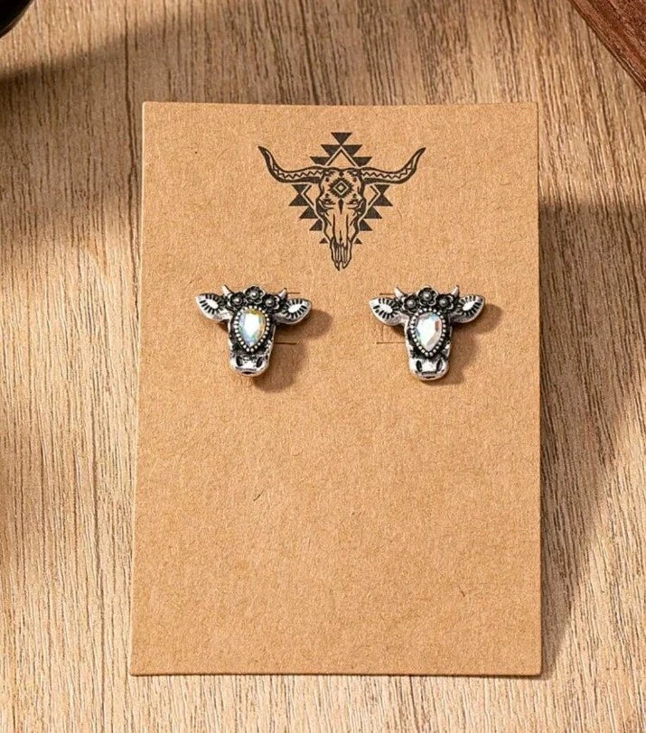 🐮 Diamante Highland Cow Stud Earrings 🐮