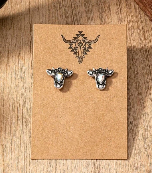 🐮 Diamante Highland Cow Stud Earrings 🐮