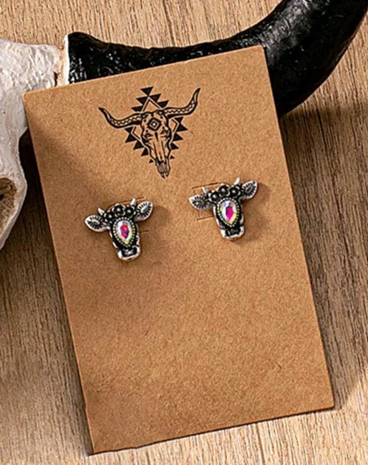 🐮 Diamante Highland Cow Stud Earrings 🐮