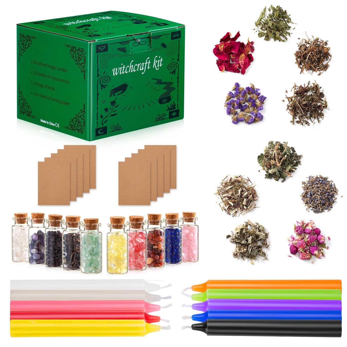 🔮✨ Amazing 90-Piece Witchcraft Starter Kit – Spells, Crystals & Candles ✨🔮