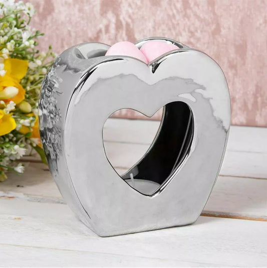 💖✨ Desire Aroma Heart Silver Oil Burner / Wax Warmer ✨💖