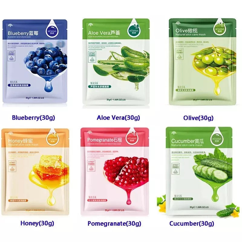✨ 6pc Beauty Natural Skincare Face Mask Sheets ✨