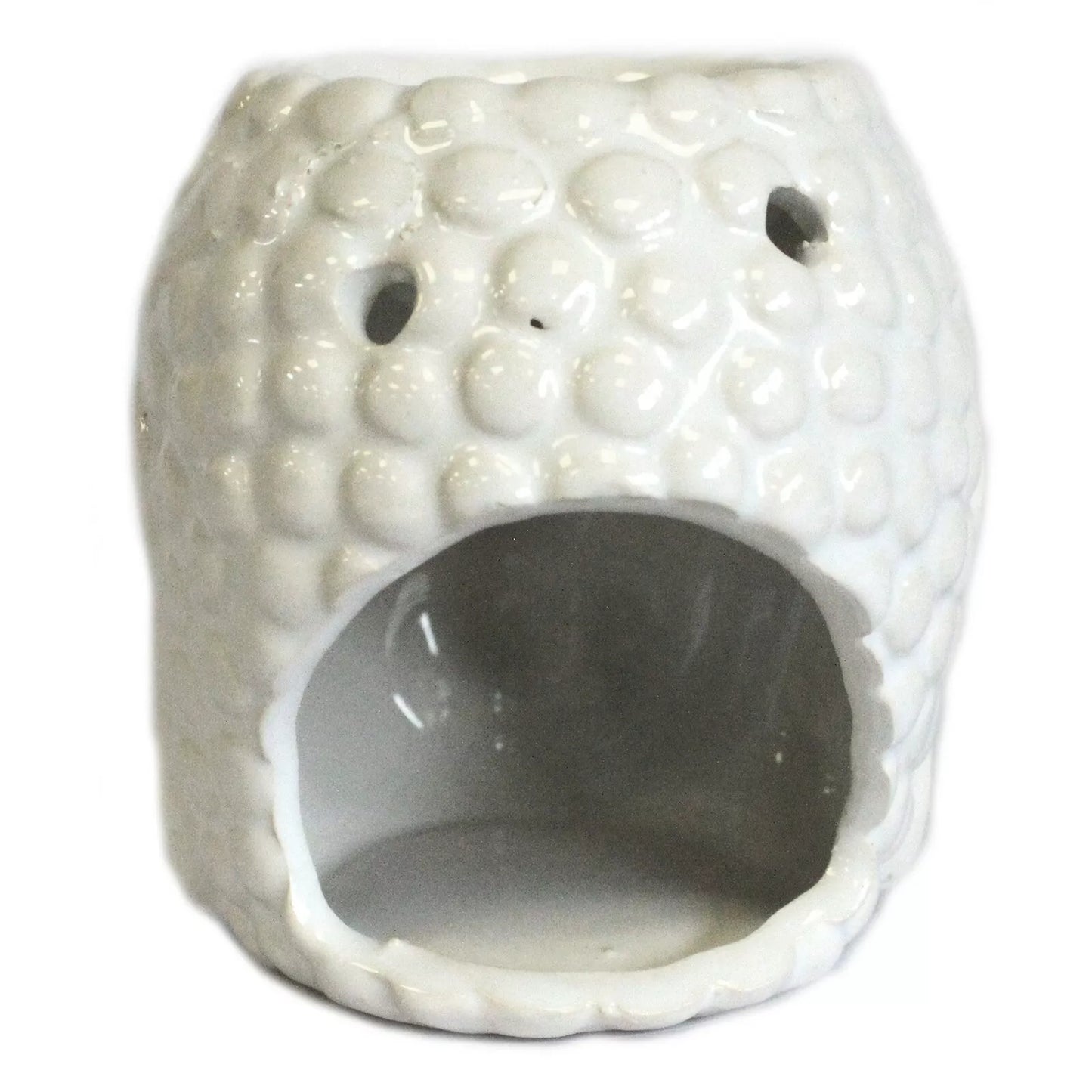 🤍🕉️ Ceramic Buddha Head Oil Burner – White 🕉️🤍