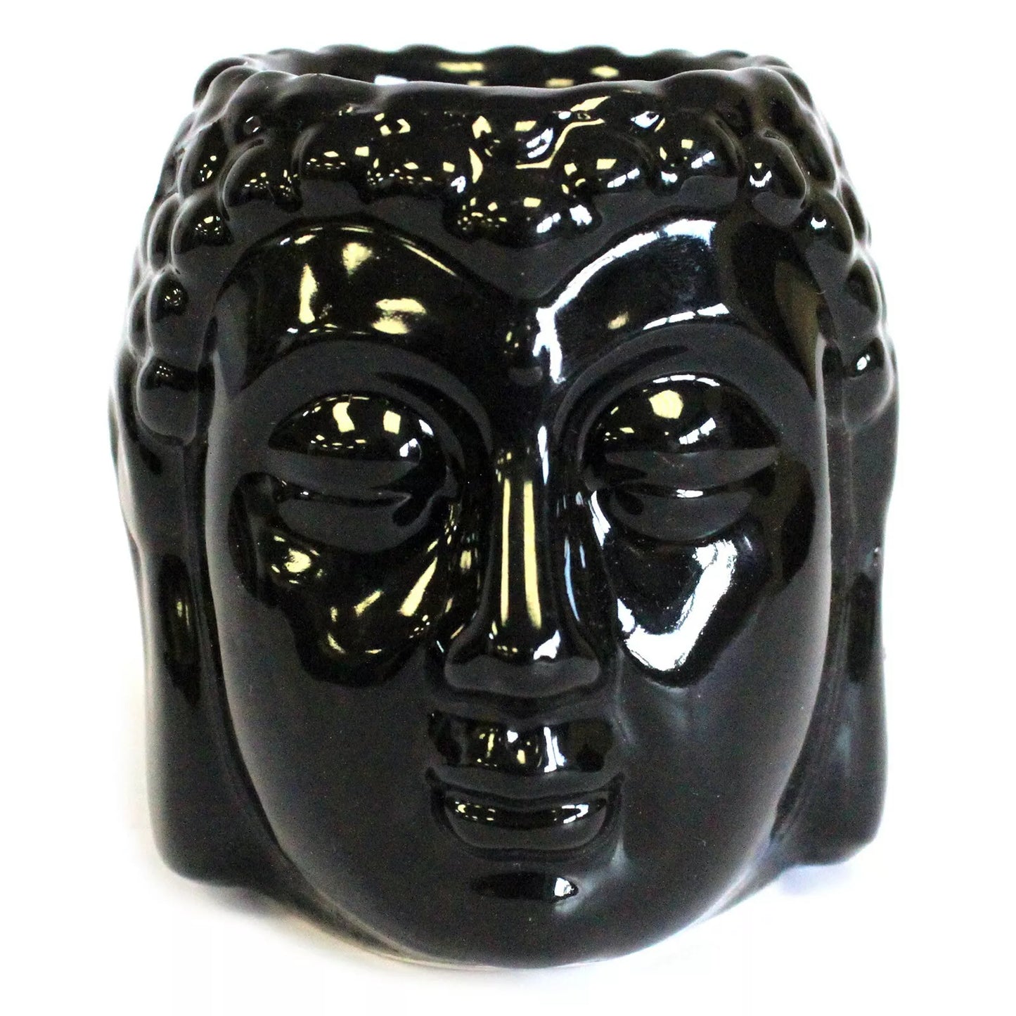 🖤🕉️ Ceramic Buddha Head Oil Burner – Black 🕉️🖤