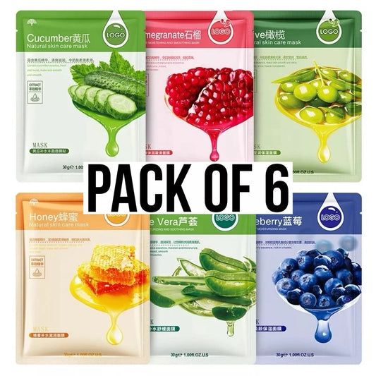 ✨ 6pc Beauty Natural Skincare Face Mask Sheets ✨