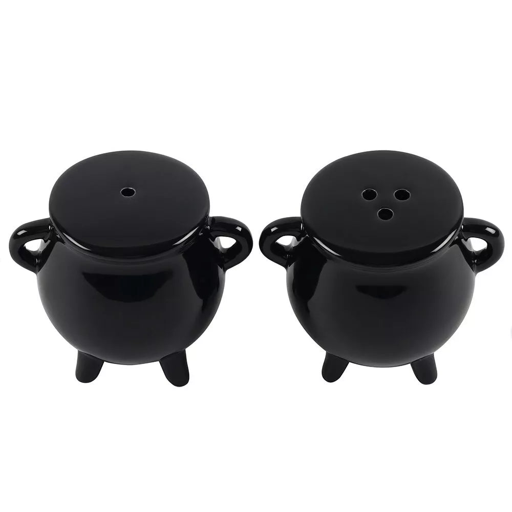 🖤✨ Black Cauldron Cruet Set – Salt & Pepper ✨🖤