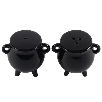 🖤✨ Black Cauldron Cruet Set – Salt & Pepper ✨🖤
