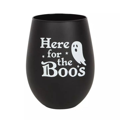 👻🍷 Stemless Wine Glass – “Here for the Boos” 🍷👻