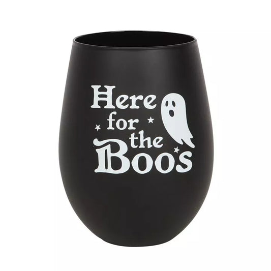 👻🍷 Stemless Wine Glass – “Here for the Boos” 🍷👻